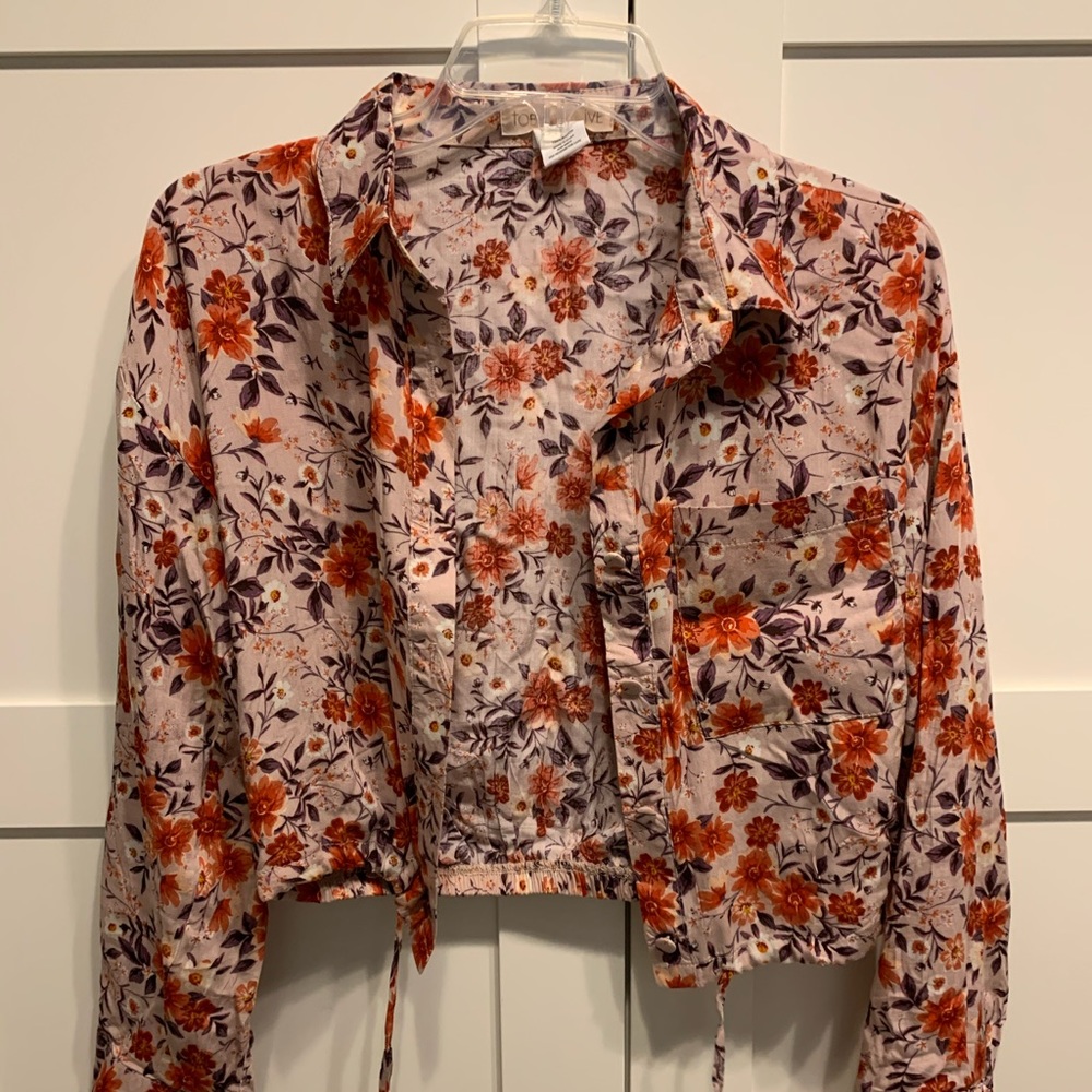 Floral button down top